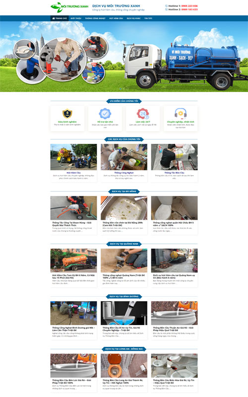 Mẫu web hút hầm cầu, hút bể phốt đơn giản